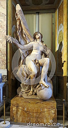 La VeritÃ  Truth, unfinished sculpture, white marble. Villa Borghese. Rome. Editorial Stock Photo